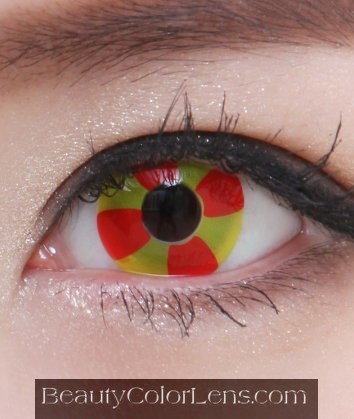 GEO CR-03 CRAZY LENS RED FLOWER YELLOW HALLOWEEN CONTACT LENS