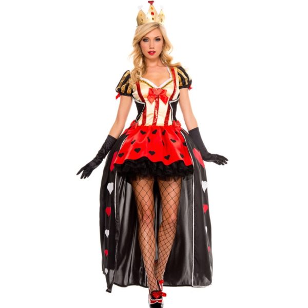 Alice In Wonderland Cosplay Costume Poker Queen Costume Female Elegant Mini Dress