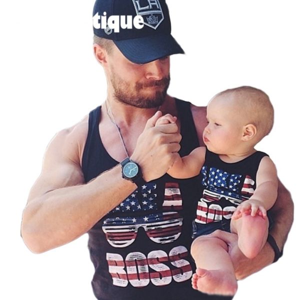 American style brand design cotton family look baby boy father family t shirt