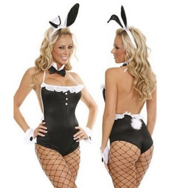 Black Halloween Funny Costume Sexy Bunny Costumes For Women Night Club Party Cosplay Rabbit Teddy Bodysuit
