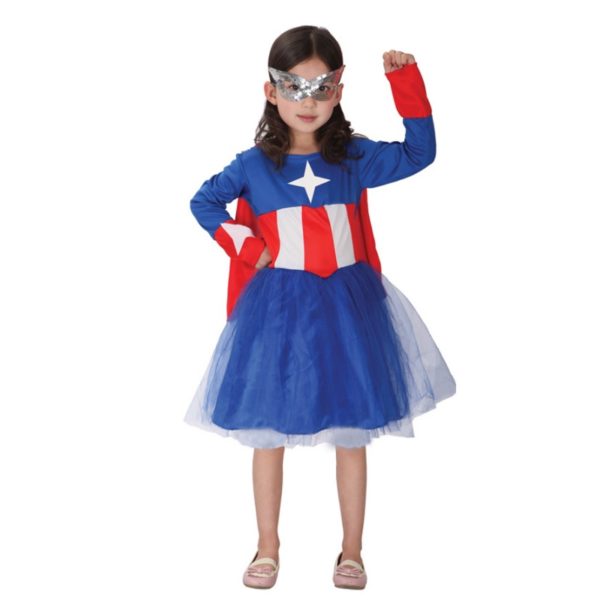 Children Cosplay Captain America Costume Kids Girls Anime Fancy Dress