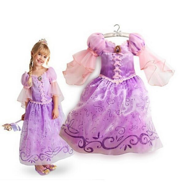 Children Kids Cosplay Dresses Rapunzel Costume Princess Wear Perform Clothes