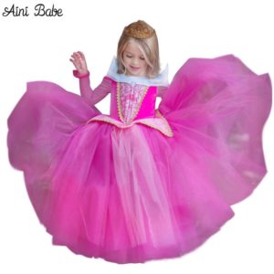 Christmas Gift Fairy Princess Sleeping Beauty Aurora Ball Gown For Girls Halloween Cosplay Costume Kids Party Wear Tulle Dress