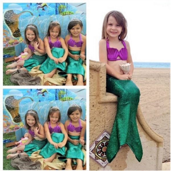 Cosplay Costume Mermaid Sets Kids for Girl Fishtail Princess Ariel Skirt