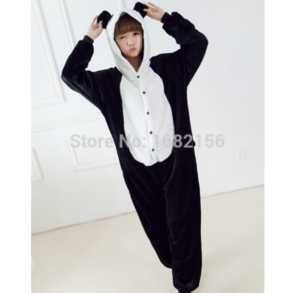 Flannel Anime Pajamas Panda Onesies Cosplay Costume Pyjamas Hoodies Adult Children Cartoon Animal Sleepwear