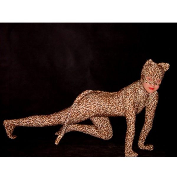 Fullbody Leopard Tight Zentai Costume with Ear and Tail Halloween Party Costume