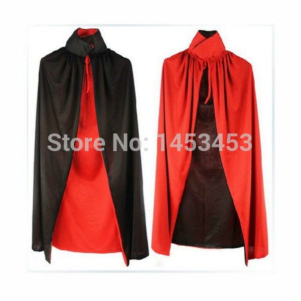 Halloween Black &Red Reversible Cape Unisex Vampire Devil Cloak