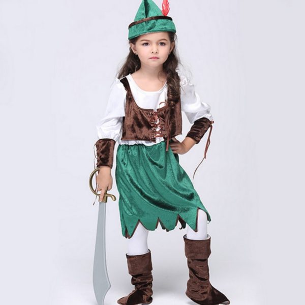 Halloween Christmas Costume For Kids Clothes Fancy Dress Show Green Pirate Role Play Costume Girls Night Party Cosplay