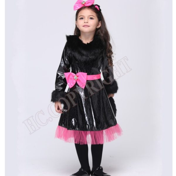Halloween Christmas Costumes cosplay Cute Kids Girls cat Kitty princess catwoman style dress
