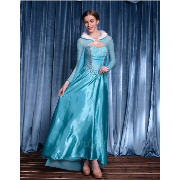 Halloween Costumes For Women Adult Snow Queen Costume Cosplay Party Formal Dress Blue