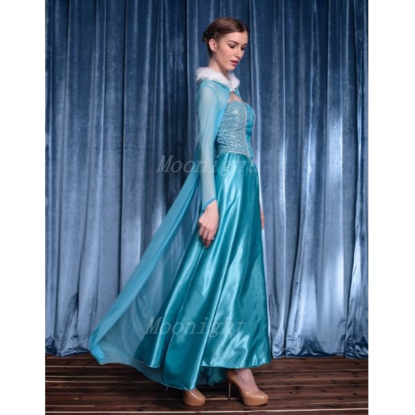 Halloween Costumes For Women Adult Snow Queen Costume Cosplay Party Formal Dress Blue