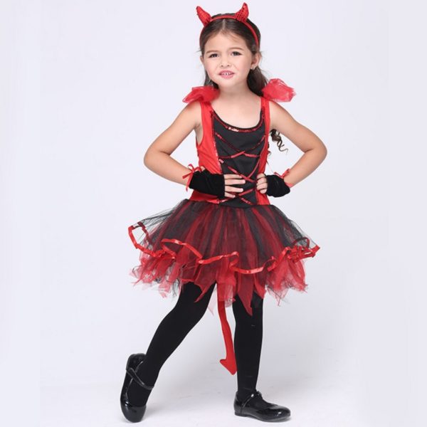 Halloween costume for kids girls little red devil costumes