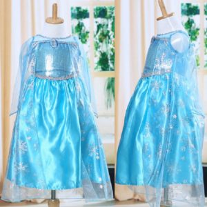 High Quality Girls Princess Anna Elsa Cosplay Costume Kid’s Party Dress
