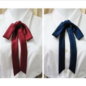 JK Japanese School Uniforms quality satin ribbon bow tie lengthening lead multicolor flower tie