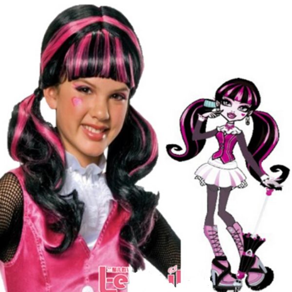 Lady Curly Wavy Synthetic Monster High Draculaura Cosplay Party Wig India Hair