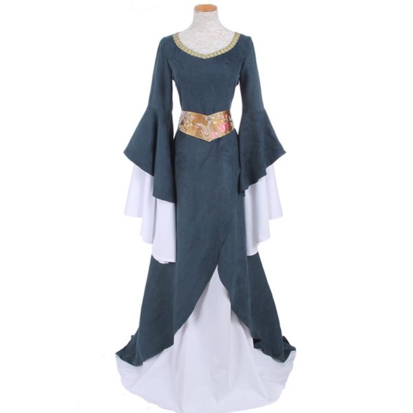 Medieval Renaissance Long Dresses Suede Gothic Evening Dresses