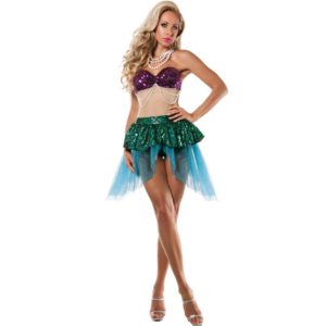 Mermaid Tail Halloween Costume Cosplay Sleeveless Top and Skirt