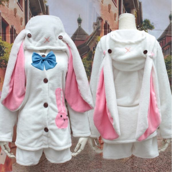 Miku cosplay rabbit ears women’s coral fleece derlook sleep set