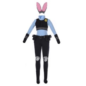 Movie Zootopia Cosplay Officer Judy Cosplay Costume Outfit Bunny Ears Police Unform