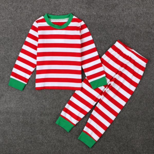 New Years christmas pajamas Kids winter Striped fashion long sleeve boys girls pajamas sets