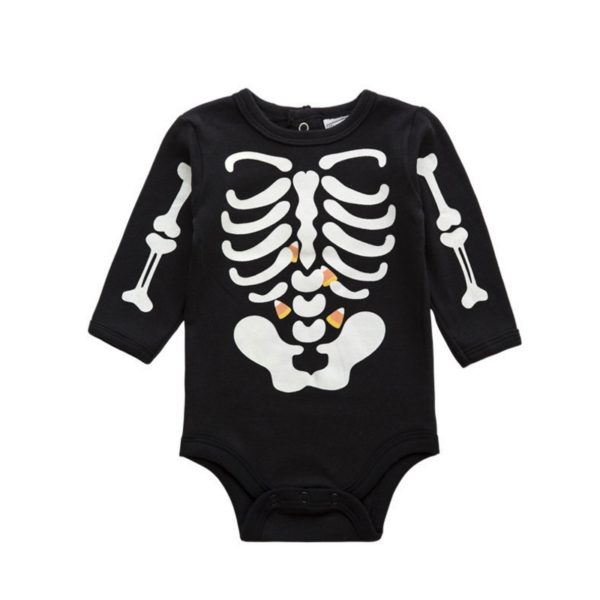 Night light cotton baby costume skull full sleeve romper with headband PP pants 3 pieces set newborn baby girl clothes