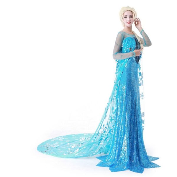 Princess Anna Elsa Queen Girls Cosplay Costume Party Formal Dress