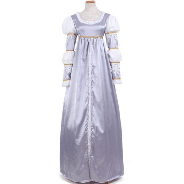 Princess Puff Sleeve Long Dresses Satin Renaissance Medieval Gothic Lolita Retro Clothing Evening Dresses