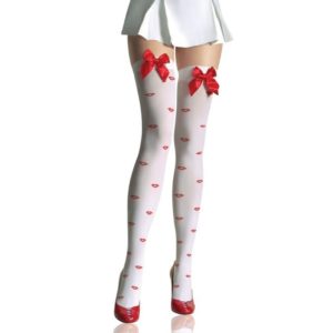 Print Stockings Medias Knee High Stockings with Bow For Women