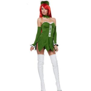 Pumpkin Cosplay Halloween Adults Sexy Costumes Carnival Party Cute Strapless Green Women Fancy Dresses
