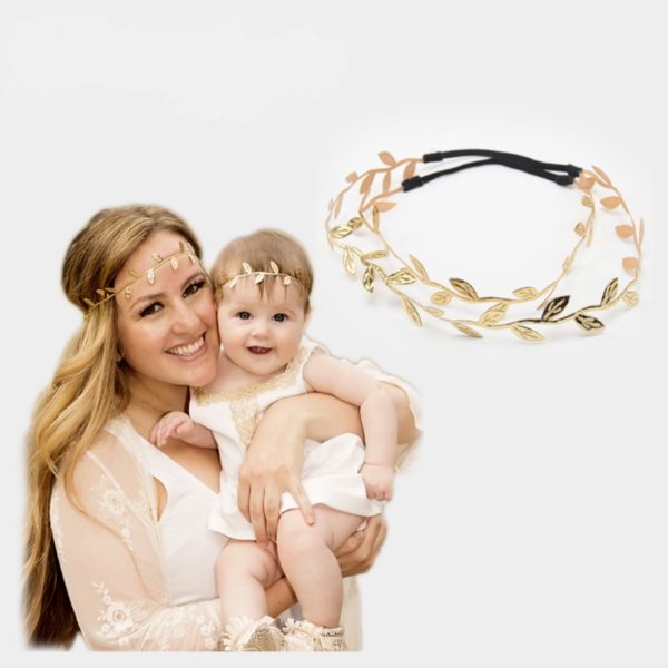 Sliver gold leaves shape Family Matching headwear girls headwear mother daughter headband