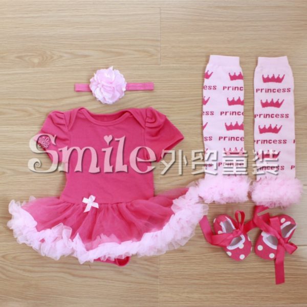 Summer style baby girl clothes Cotton infant clothing set baby tutu set include headwear leg warmer shoes