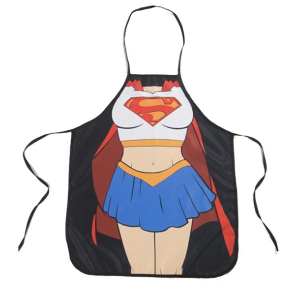 Supergirl Fun Party BBQ Apron Sexy costume Hero Bib for Home Kitchen Uniform Pinafore Christmas gift