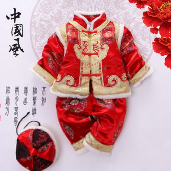 Traditional Chinese Clothing beautiful embroidery baby-snowsuit tang suit snow wear romper set