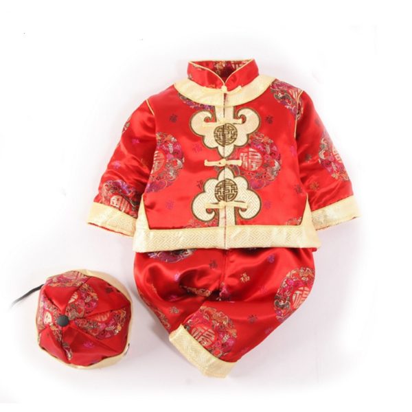 Traditional Chinese Clothing beautiful embroidery baby-snowsuit tang suit snow wear romper set