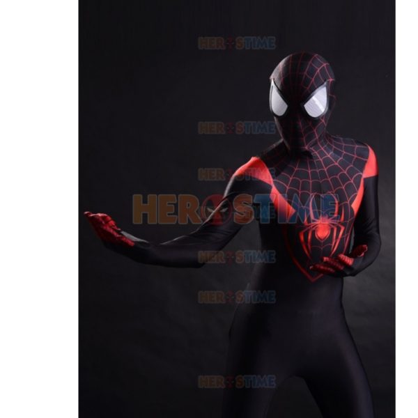 Ultimate Miles Morales Spider-Man 3D Printed Costume fullbody red black cosplay costume