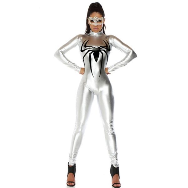 White Spider-Girl Costume Faux Leather Halloween Cosplay Female