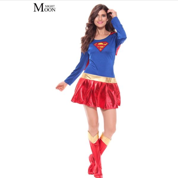 Woman Superhero Adult Costume Fancy Dress Outfit Halloween Super Girl Superwoman Costume