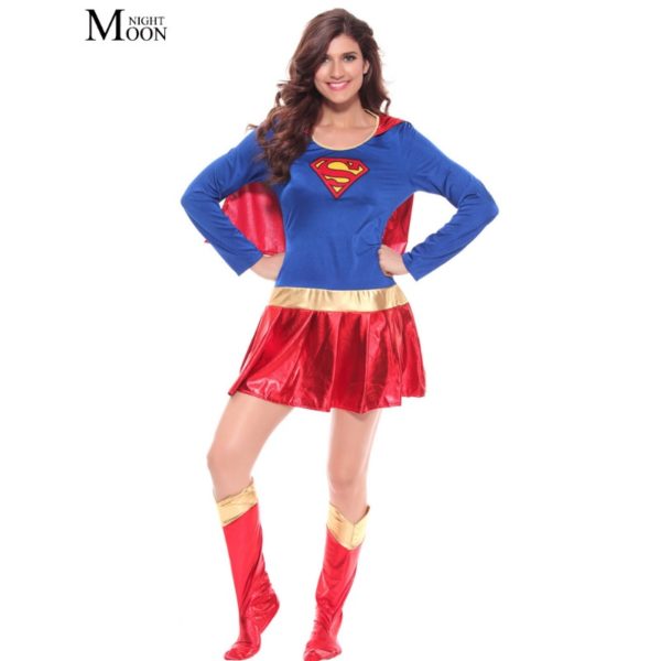 Woman Superhero Adult Costume Fancy Dress Outfit Halloween Super Girl Superwoman Costume