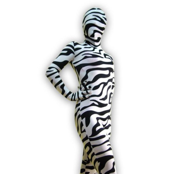 Zebra stripe zentai suit full body tight costume