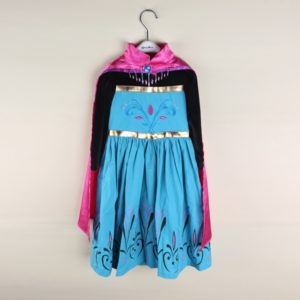 long sleeve elsa costumes for kid girls (dress+cape)